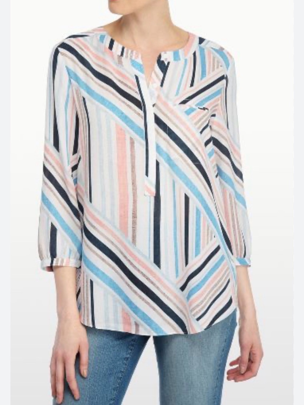 NYDJ Summer Tunic Blouse Top Asymmetrical Print 3X Plus
